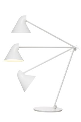 NJP bordlampe fra Louis Poulsen i hvit, lys på
