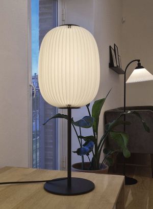 Lamella bordlampe - hvit/sort