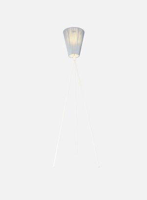 Oslo Wood gulvlampe H165 - hvit/lyseblå