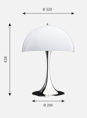 Panthella 320 bordlampe H44 - grå opal/krom