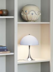 Panthella mini bordlampe - grå opal/krom