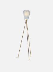 Oslo Wood gulvlampe H165 - gyllen/lyseblå
